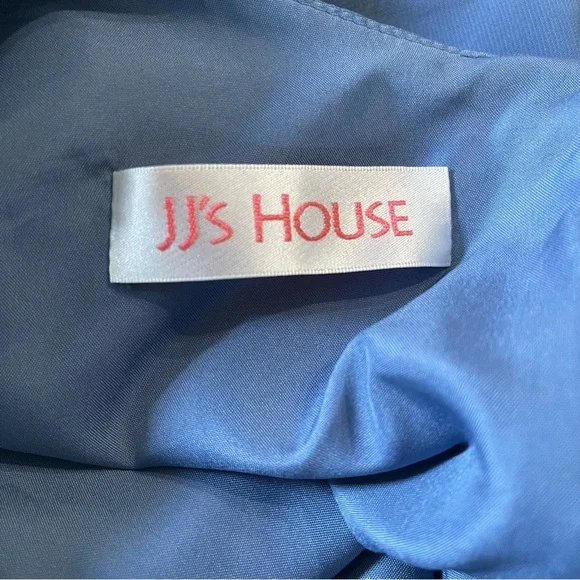 NWT JJ’s House V-nech A-line Chiffon Midi Dress Puff Sleeves Tea-Length 271450 - Picture 8 of 11